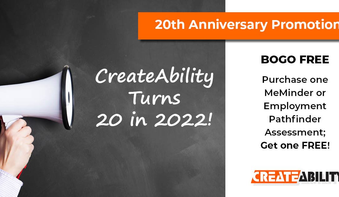 CreateAbility Offers BOGO Promotion on MeMinder and Employment Pathfinder