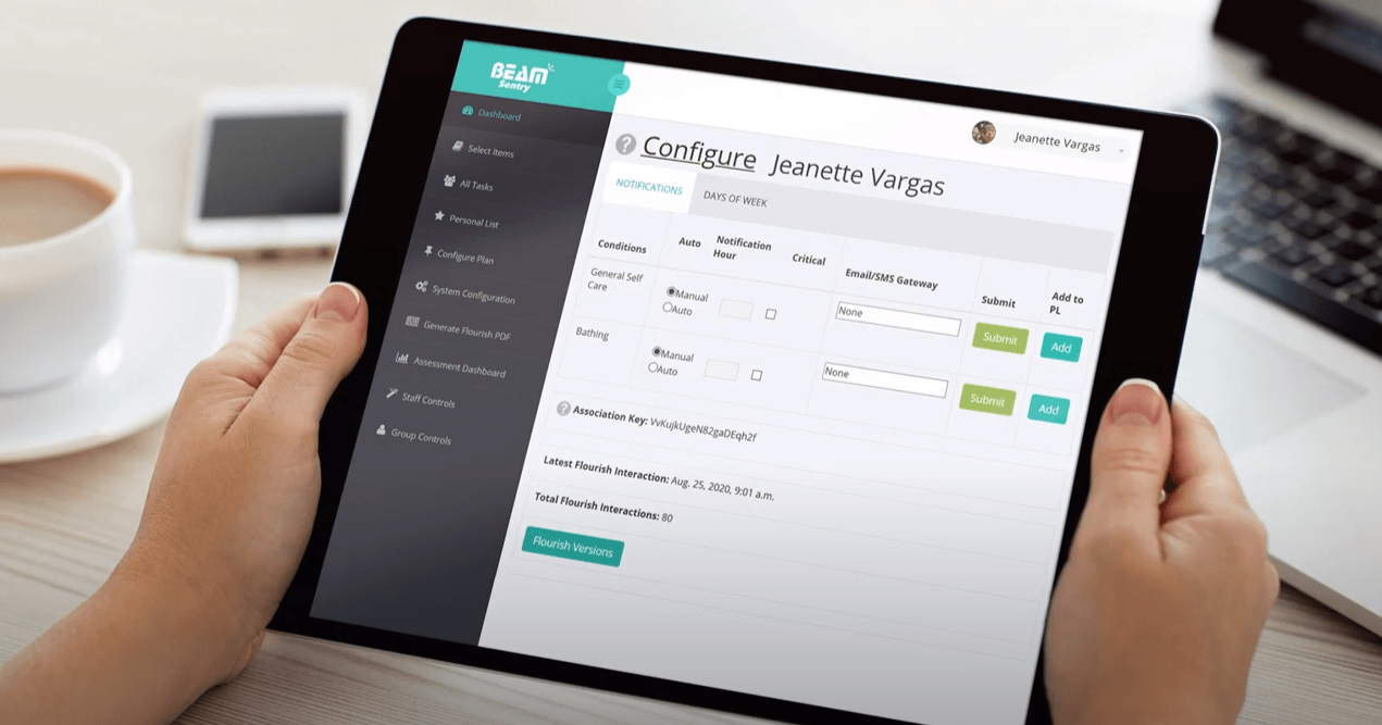 care provider using dashboard to look at patient data